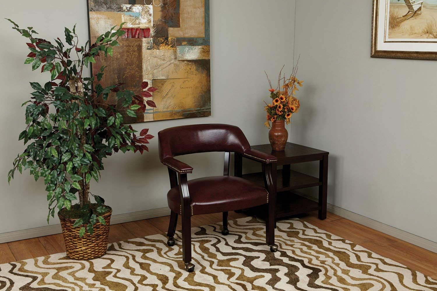Office Star Traditional Guest Chair with Wrap Around Back and Casters