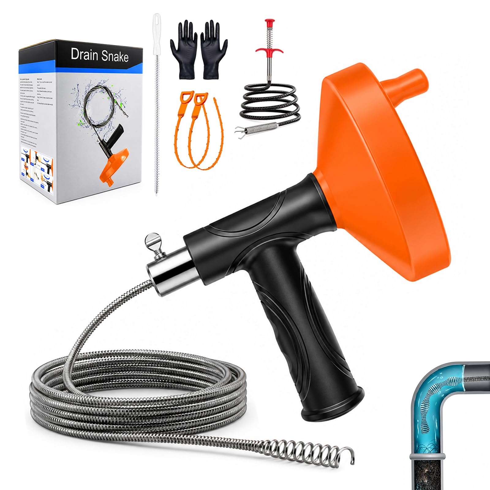 Qwatuy 33 FT Drain Snake Auger