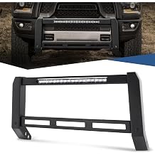Auto Dynasty - Front Bumper Modular Bull Bar Brush Grille Guard with LED Light Bar and License Plate Mounting Bracket Compatible with Dodge Ram 1500 2009-2023, Carbon Steel, Textured Black
