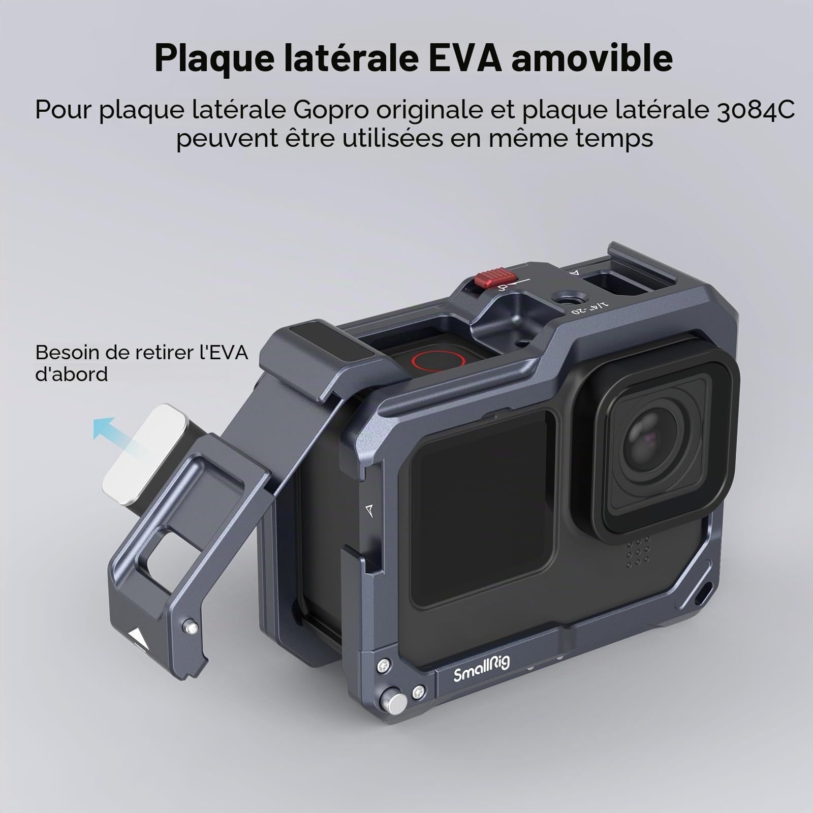 SMALLRIG Cage pour GoPro Hero13/12/11/10/9 Noir, Compatible avec Le Filtre d'Objectif Max sur l'Appareil Photo, avec 2 Supports de Cold Shoe pour Microphone et Lampe Vidéo LED - 3084C