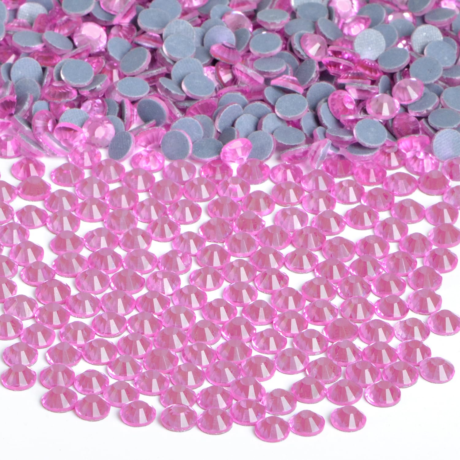 Bymitel Hotfix Crystal Rhinestones Round Gems Iron on DIY Jewelry Making Flat Back for Crafts,Lt. Rose, 2.4mm(SS8/2880pcs)