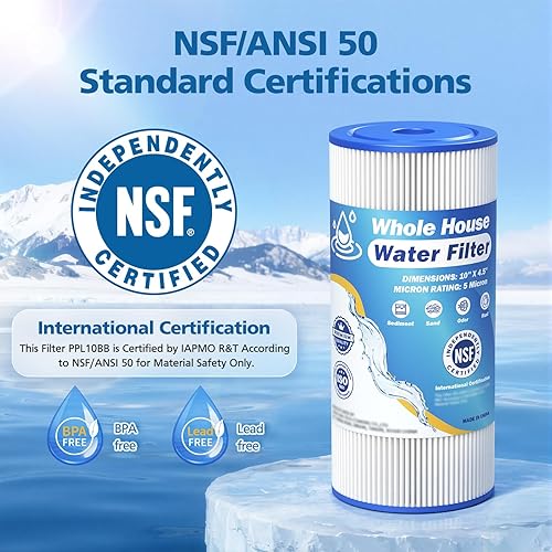 Miniatura 3 de Filtro de agua para toda la casa de 10 x 4.5 pulgadas de 5 micrones compatible con GE FXHSC, GXWH40L, Plumber W50PEHD, Culligan R50-BBSA, Pentek