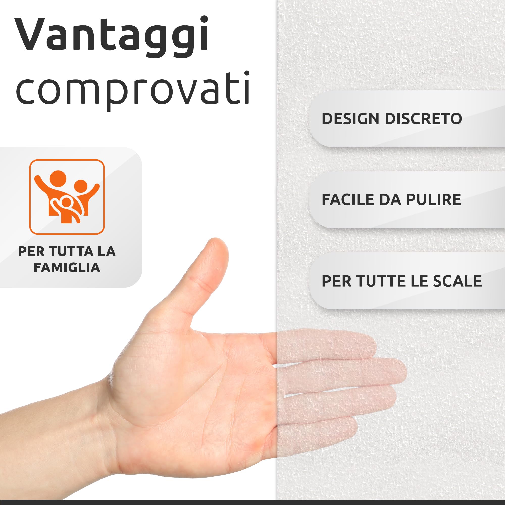 ECENCE 16 Adesivi per gradini antiscivolo Tappeti per scale autoadesivi per gradini strisce antiscivolo per scale interne trasparenti Contro lo scivolamento - 60x10cm