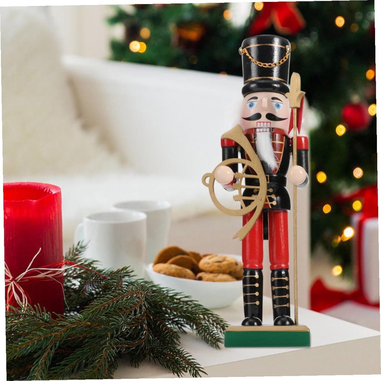 2pcs Wooden Christmas Nutcracker Figurines Set, Wood Nutcracker Decorations for Holiday Festival Tabletop and Mantelpiece Display