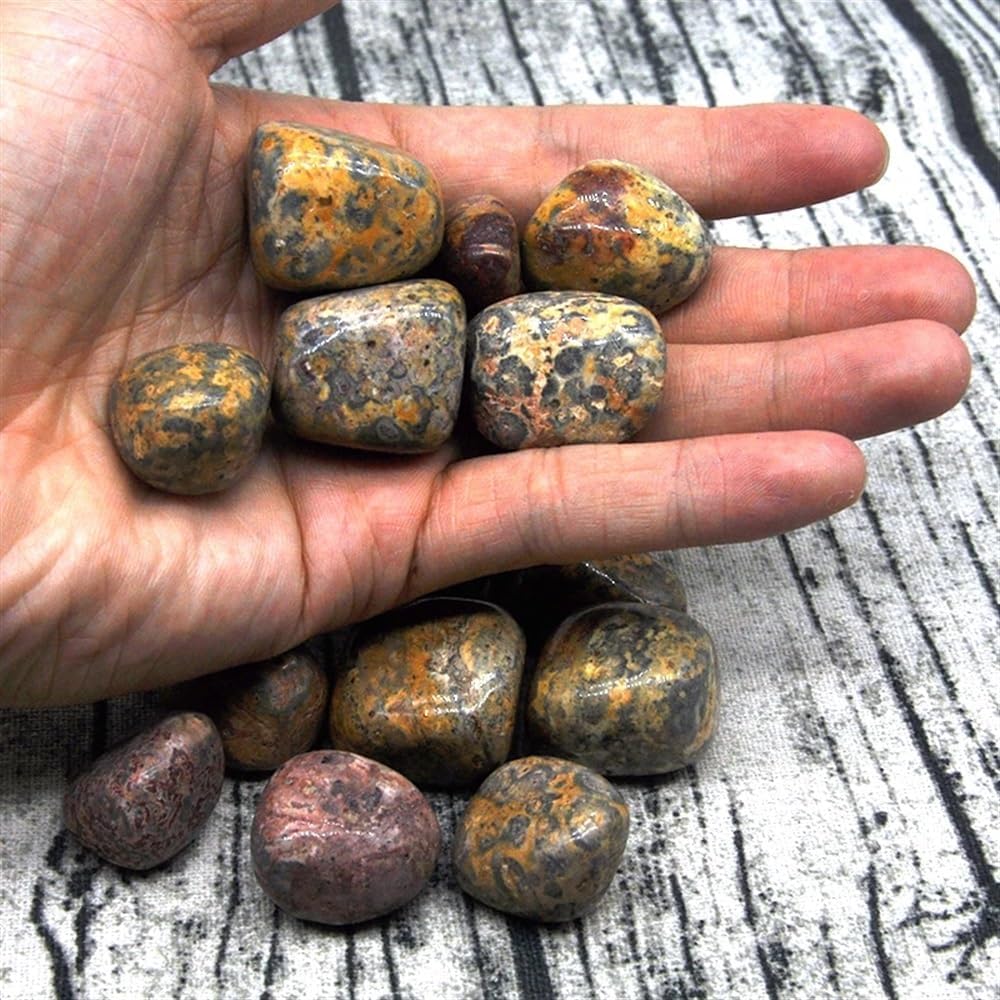 KatLin Beautiful Natural Leopard Jasper Gravel Specimen Size Irregular Tumbled Stones Reiki Healing Crystals Quartz Mineral Home Aquarium Decor Ornaments (Size : 500g)