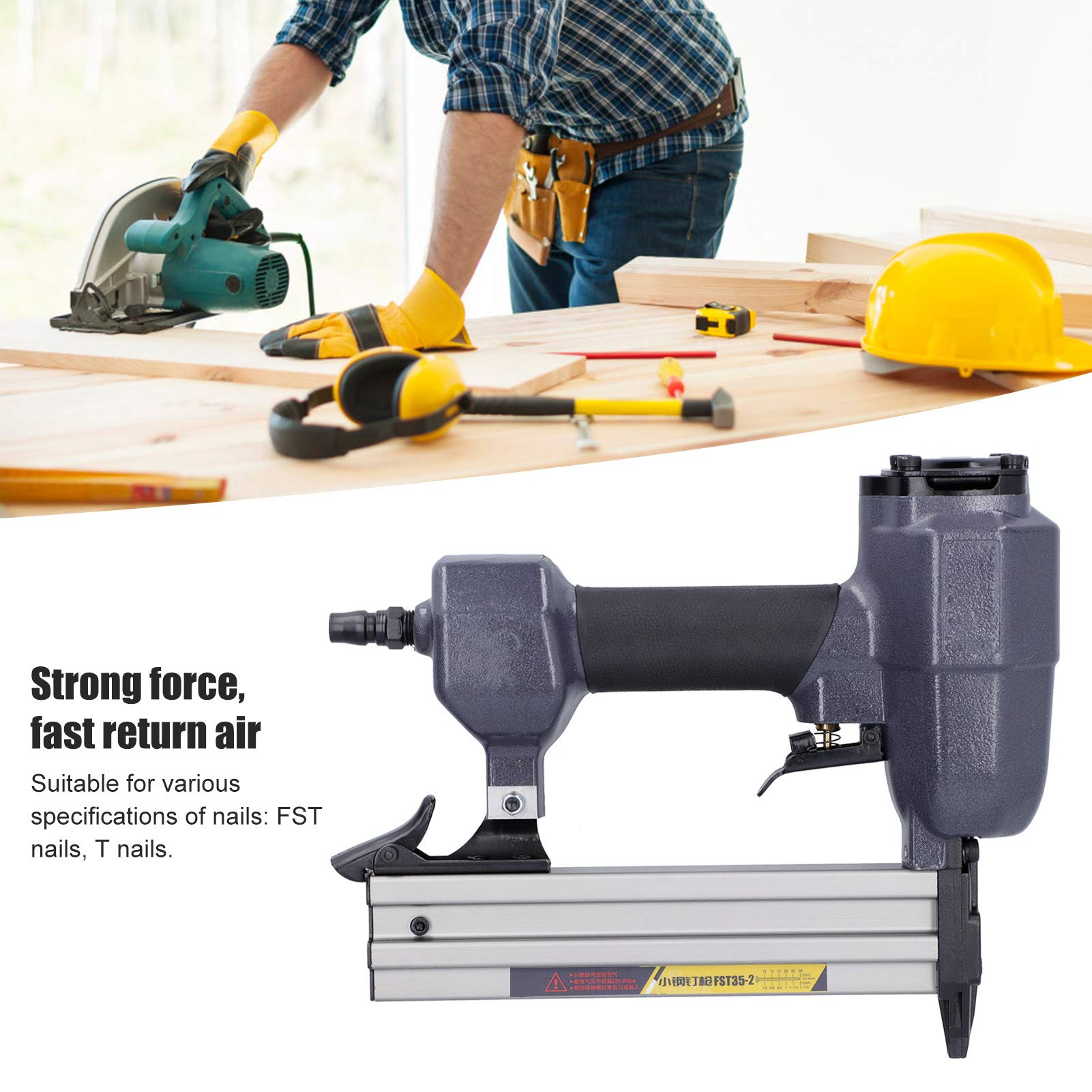 Chiodatrice Pneumatica Brad Nailer per Lavori Pesanti per la Lavorazione del Legno per la Casa con Design Ergonomico Leggero e Bassa rumorosità