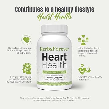 Herbsforever Heart Health- Cardiovasculer Support, Heart Welness | Anti Stress with Ashwagandha, Guggulipid,Terminalia Arjuna,Cinnamon,Garlic,Indian Gooseberry+13 Herb Extracts|90 Veg Capsules|800mg