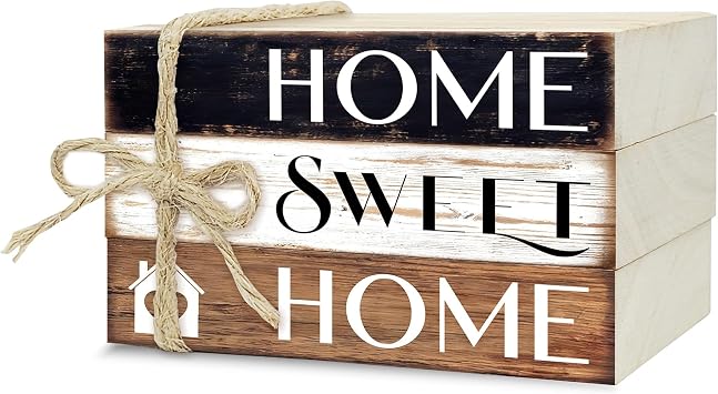 Mini Decorative Books For Home Decor, Small Wood Book Stack For Table Decor, Home Decor Book For Living Room Mantel, Farmhouse Stacked Books DecorativeL34