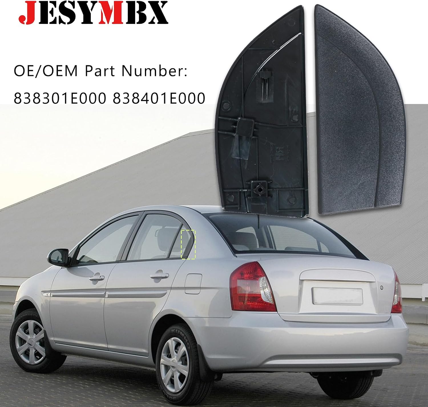 for Hyundai Accent 2006-2010 Rear Door Delta Molding 2pcs Exterior Rear Door Trim 838301E000 838401E000 Left Right