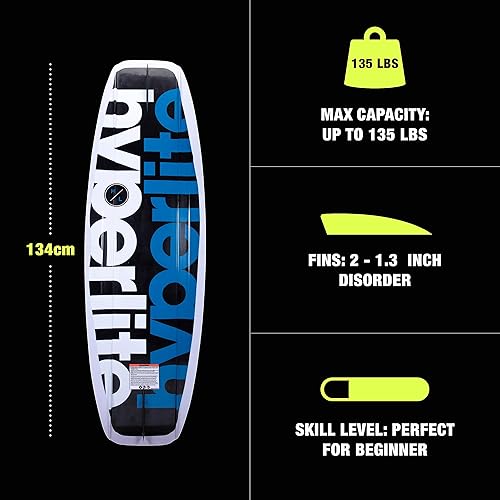Miniatura 3 de Hyperlite Paquete de wakeboard motivo + fijaciones de frecuencia, perfecto para principiantes a ciclistas intermedios