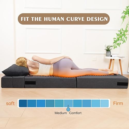 Miniatura 6 de Sofá cama plegable, silla plegable con funda lavable, sofá cama convertible con almohada, sofá cama plegable para sala de estar, dormitorio,