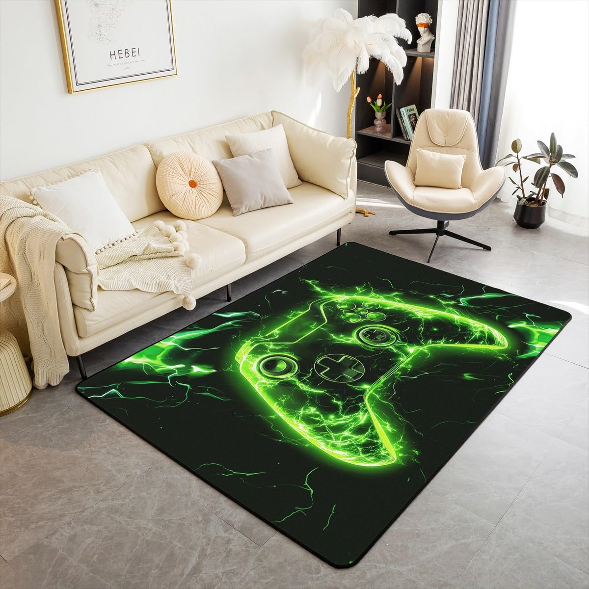 Tapis super doux motif flash avec design consoles de jeux 100 x 150 cm pour chambre gamer