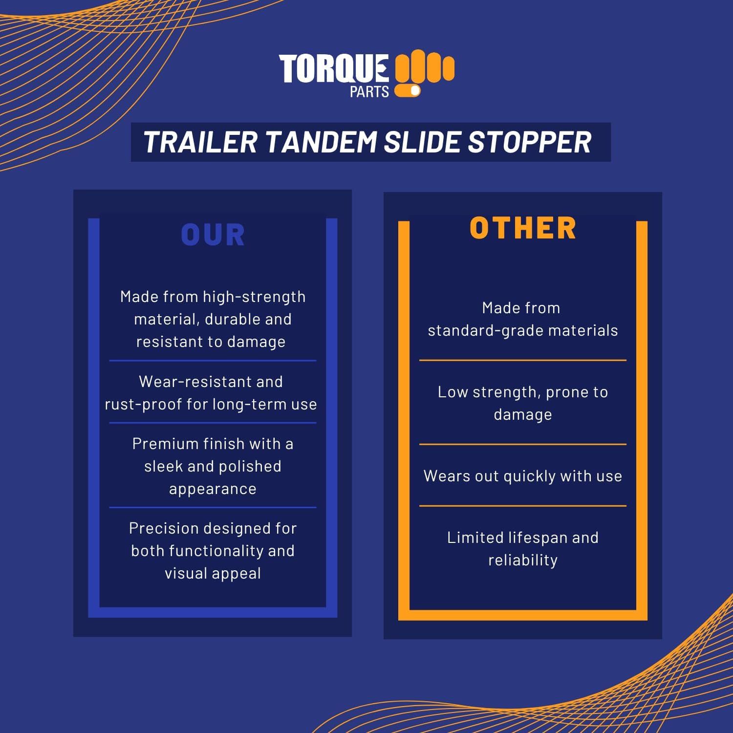 TORQUE 2 PCS Trailer Tandem Slide Stopper, Tandem axle Stop Lock pin, Slider Stop Lock for Semi Truck, Locking Pin Stopper, Heavy Duty Steel Construction, Zinc Plated, Cold Rolled Steel (2 x TR3011)