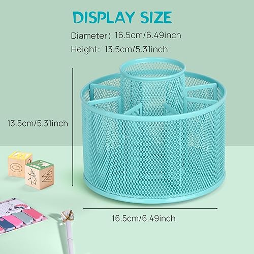 Miniatura 4 de POPRUN Organizador de escritorio verde azulado, organización de suministros de escritorio y accesorios de arte, organizador de bolígrafos