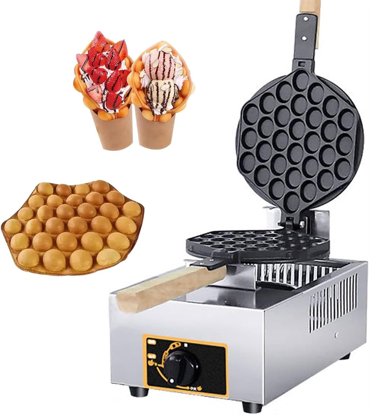 Máquina para hacer gofres belgas comerciales, sartén antiadherente, máquina para hacer conos de gofres, fácil de limpiar, adecuada para restaurante doméstico (Style1 )