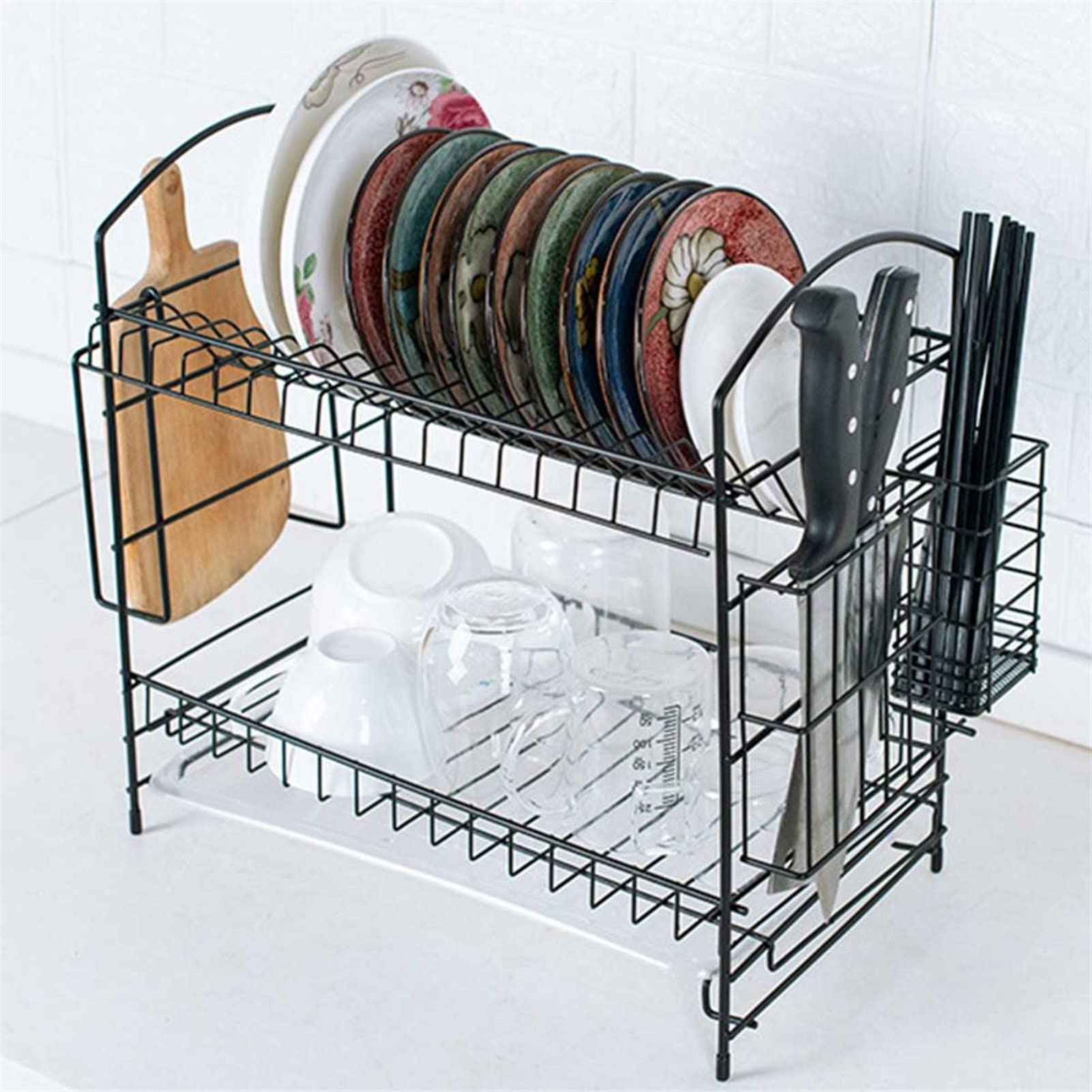 Portapiatti 2 Tiers Metallo Drenaggio Drenaggio Cucina Cappello for stoccaggio Stoccaggio Piano di lavaggio Piano di lavaggio Asciugatura Asciugatura Strumento di stoccaggio Strumento Organizzatore Ac