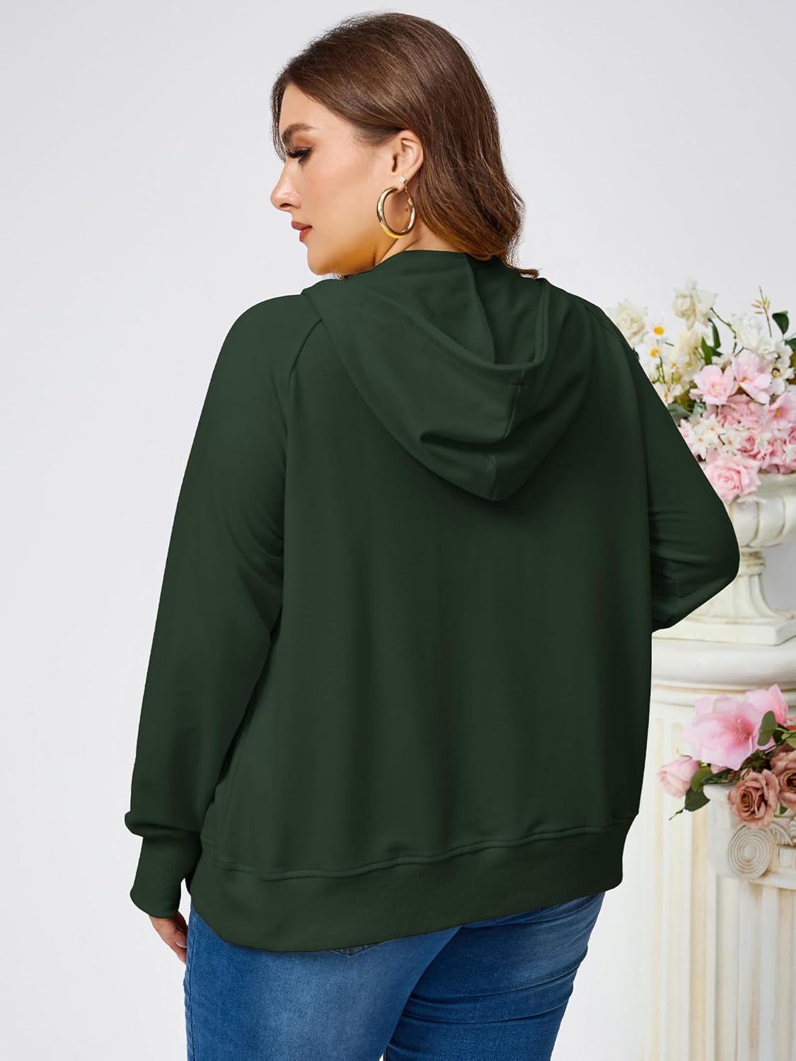 TAKEYAL Womens Plus Size Hoodies Oversized Sweatshirts Half Quarter Zip Pullover Long Sleeve Fall Outfits With Pocket - Image 5