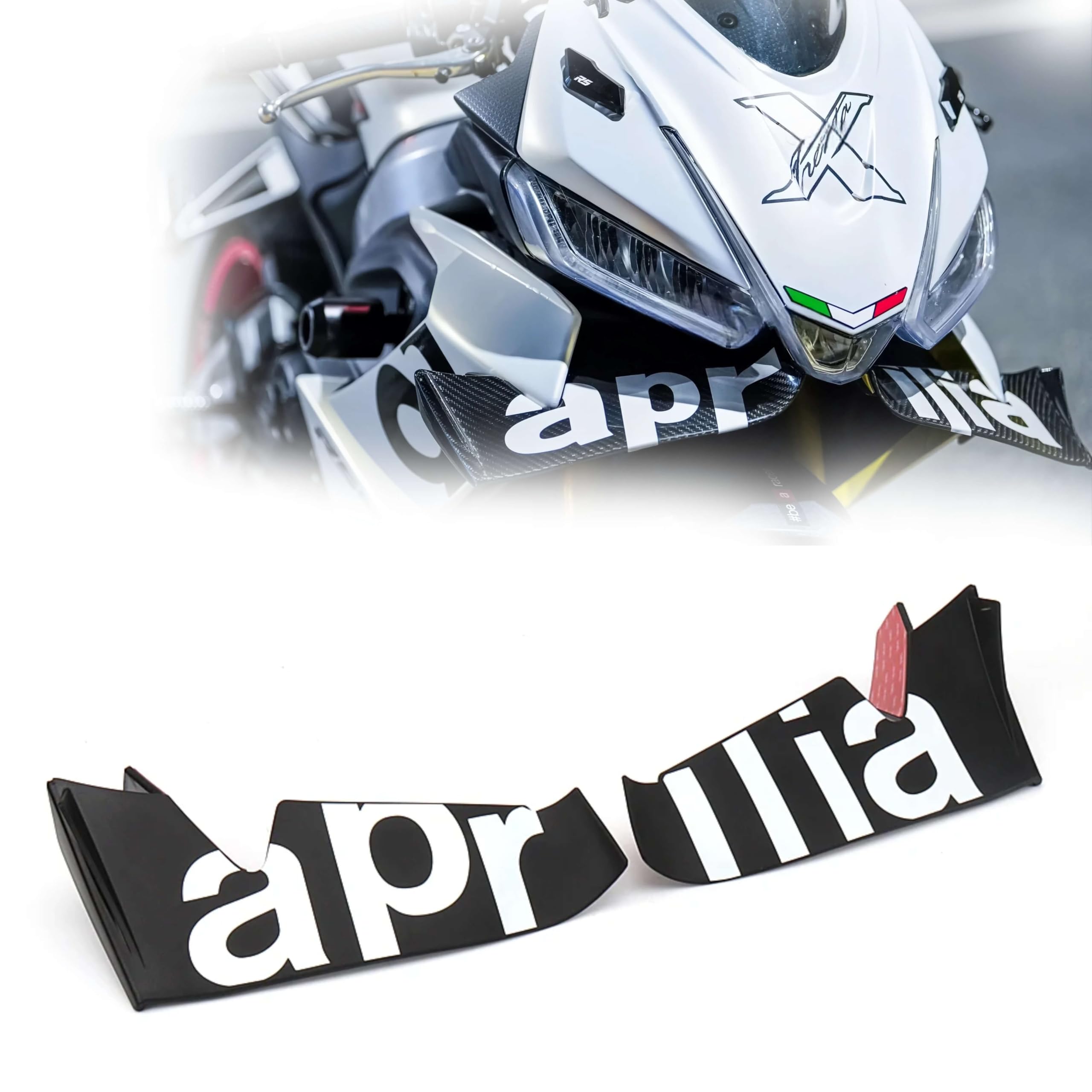 Für Aprilia RS660 Motorrad Winglet Aerodynamischer Spoiler 8 Farben, einstellbares und leichtes ABS-Material verbessert Stabilität und Leistung (Weiß)