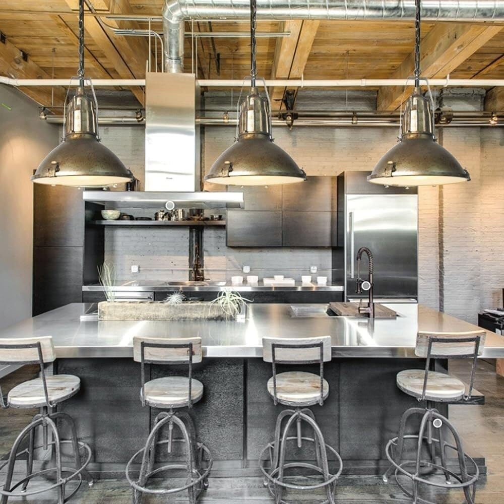 da a Sospensione in Stile Industriale retrò nostalgico OU, da a Sospensione in Metallo con Testa Sina, Sorgente Luminosa E27, Dario da Bar Incorporato, per Isola Cucina, Sala da Pra