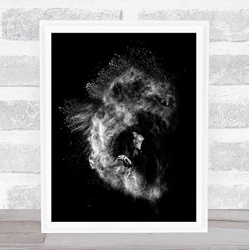 Fingerprint Designs Ensoul Portrait B&W Dark Low Woman Flour Dust Smoke Wall Art Print