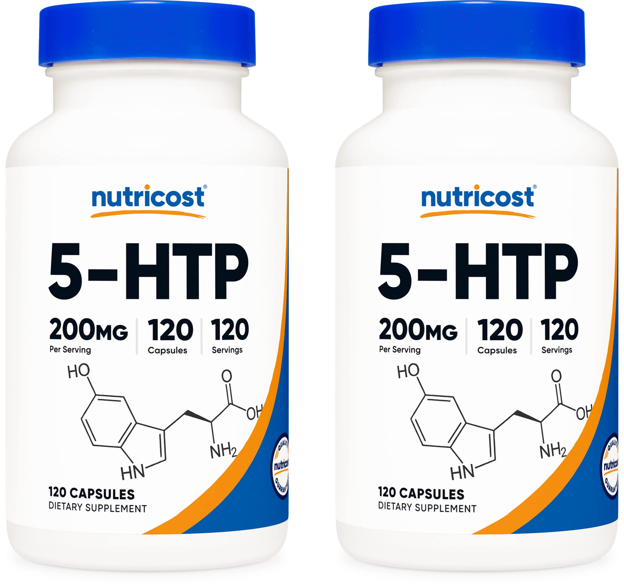Nutricost5-HTP 200mg, 120 Vegetarian Capsules (5-Hydroxytryptophan) - Non-GMO & Gluten Free (2 Bottles)