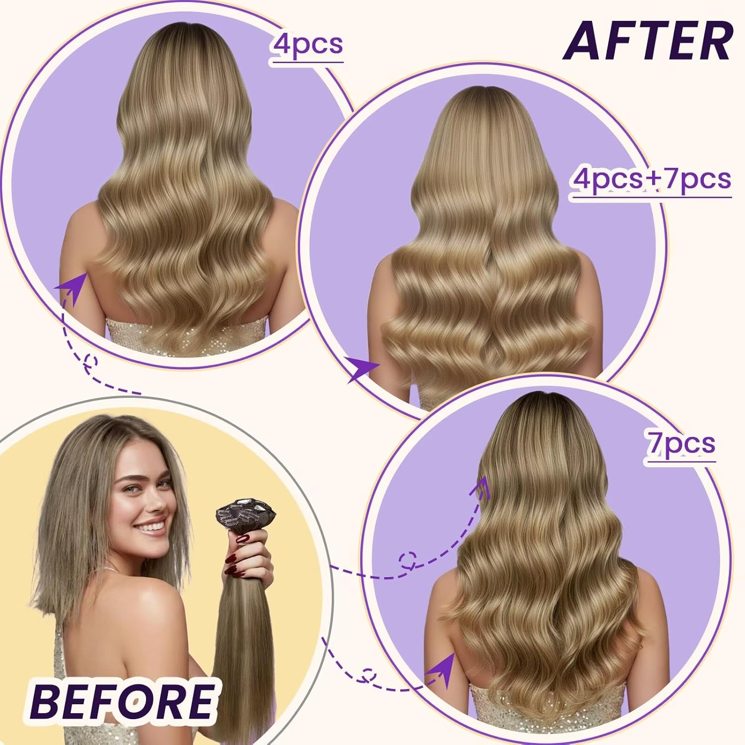  Seamless Clip in Hair Extensions Human Hair Bleach Blonde Seamless Hair Extensions Clip ins Blonde Seamless Clip in Human Hair Extensions Invisible PU Weft 14 Inch 4PCS/75g thumbnail