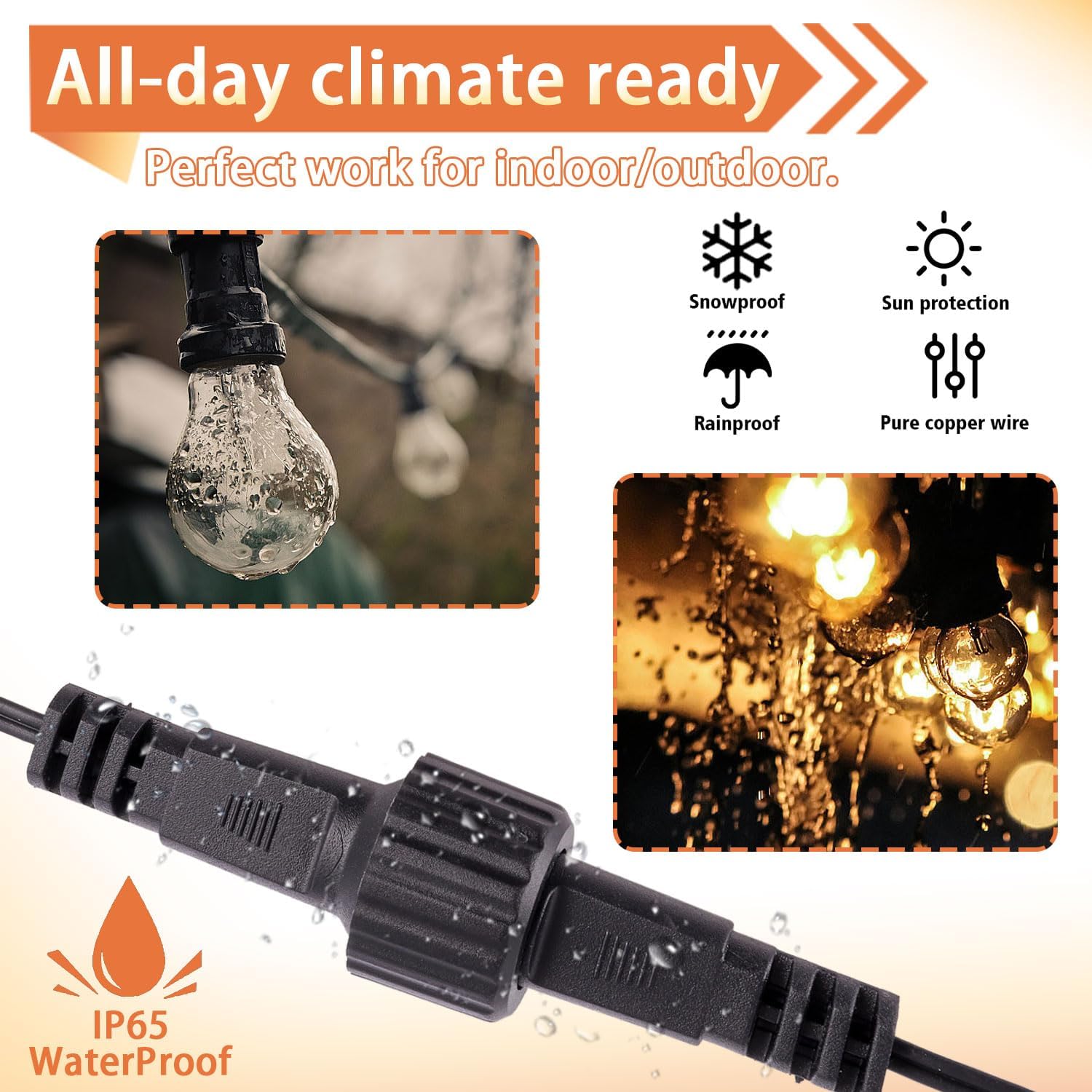 10M/32.8FT Waterproof Extension Cords 2Pin Extension Cable for Solar Outdoor String Strip Lights Garden lamp Garden Light