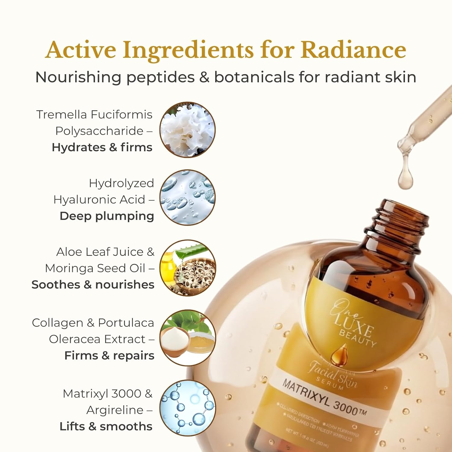 Anti Aging Serum Matrixyl 3000 with Hyaluronic Acid, Peptide Collagen & Argireline – Best Deep Wrinkle Repair & Hydrating Face serum – All skin types Korean Matrixyl Serum 1.01 Fl Oz - Image 2