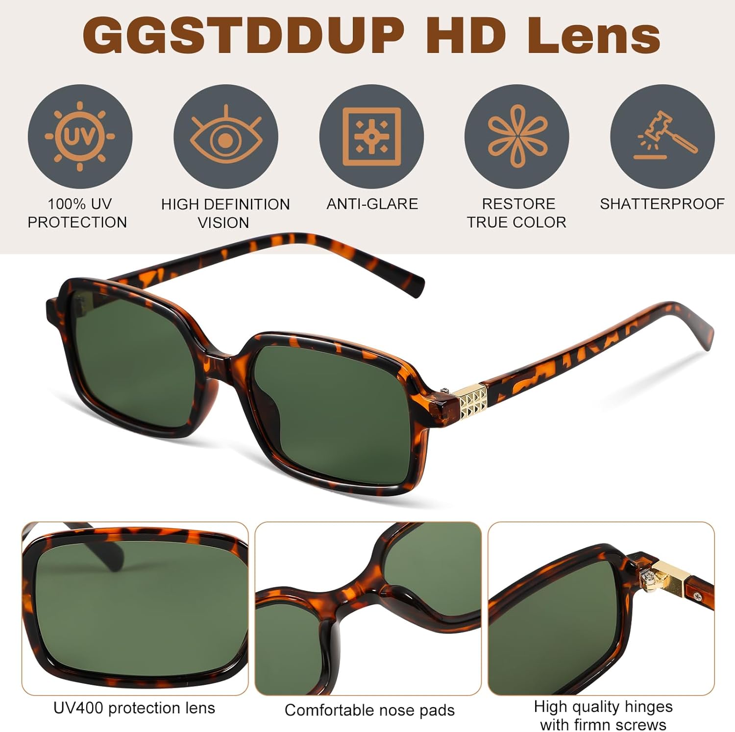 JATEBI 4 Pack Retro Rectangular Sunglasses for Women Men 90s y2k Small Retro Vintage Style UV Protection Sun Glasses - Image 3