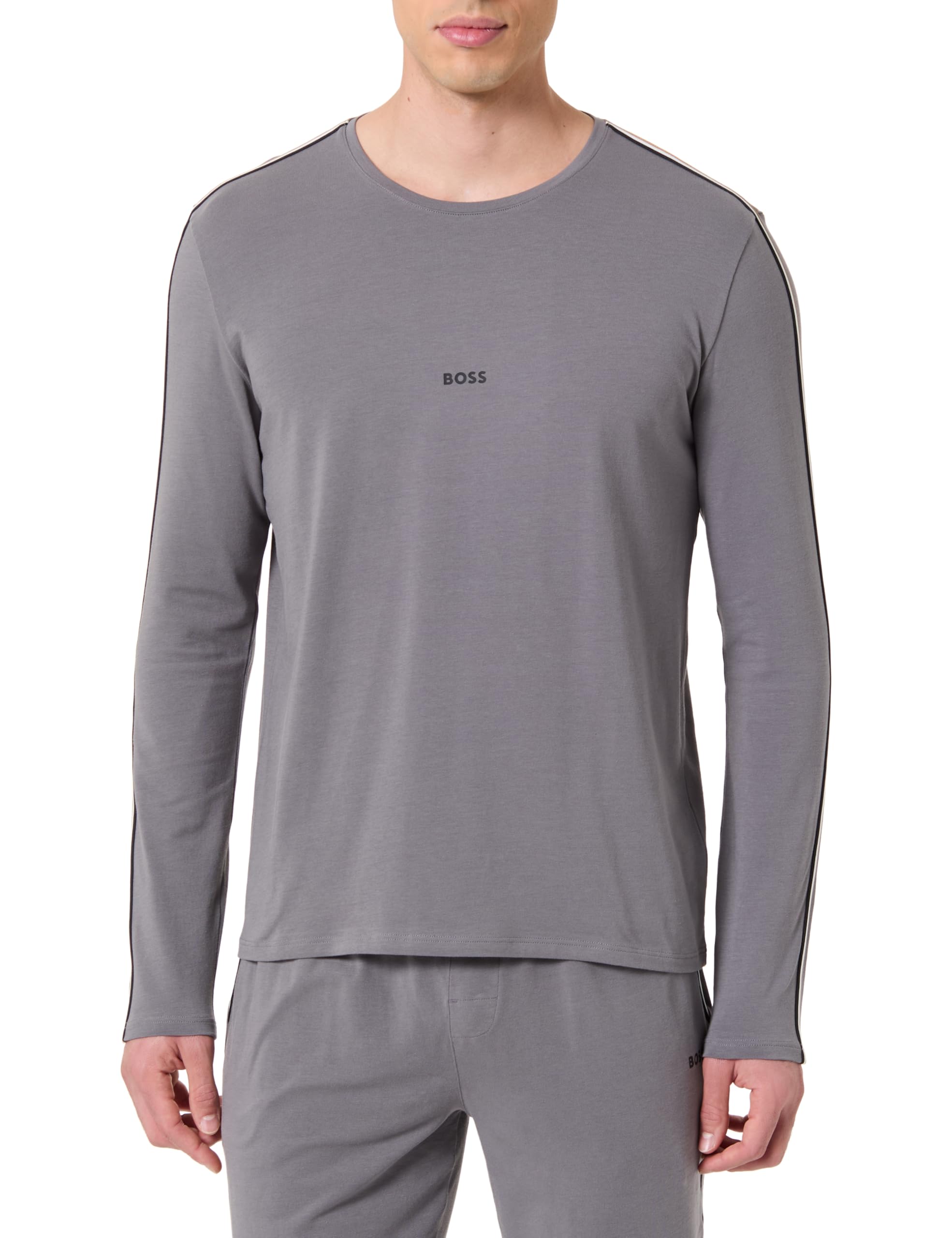 BOSS Men's Long Sleeve Pyjamas, Open Grey, M