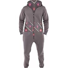Mens Jumpsuit Non Footed Pajama Unisex One Piece Playsuit Adult Onesie With Hood