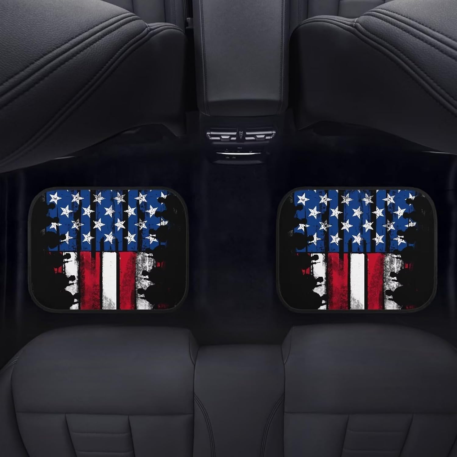 Amzbeauty American Flag Floor Mats for Cars Heavy Duty Front and Rear Carpet Mats with Rubber Backing All Weather Universal Floor Pads Fit SUV Sedan