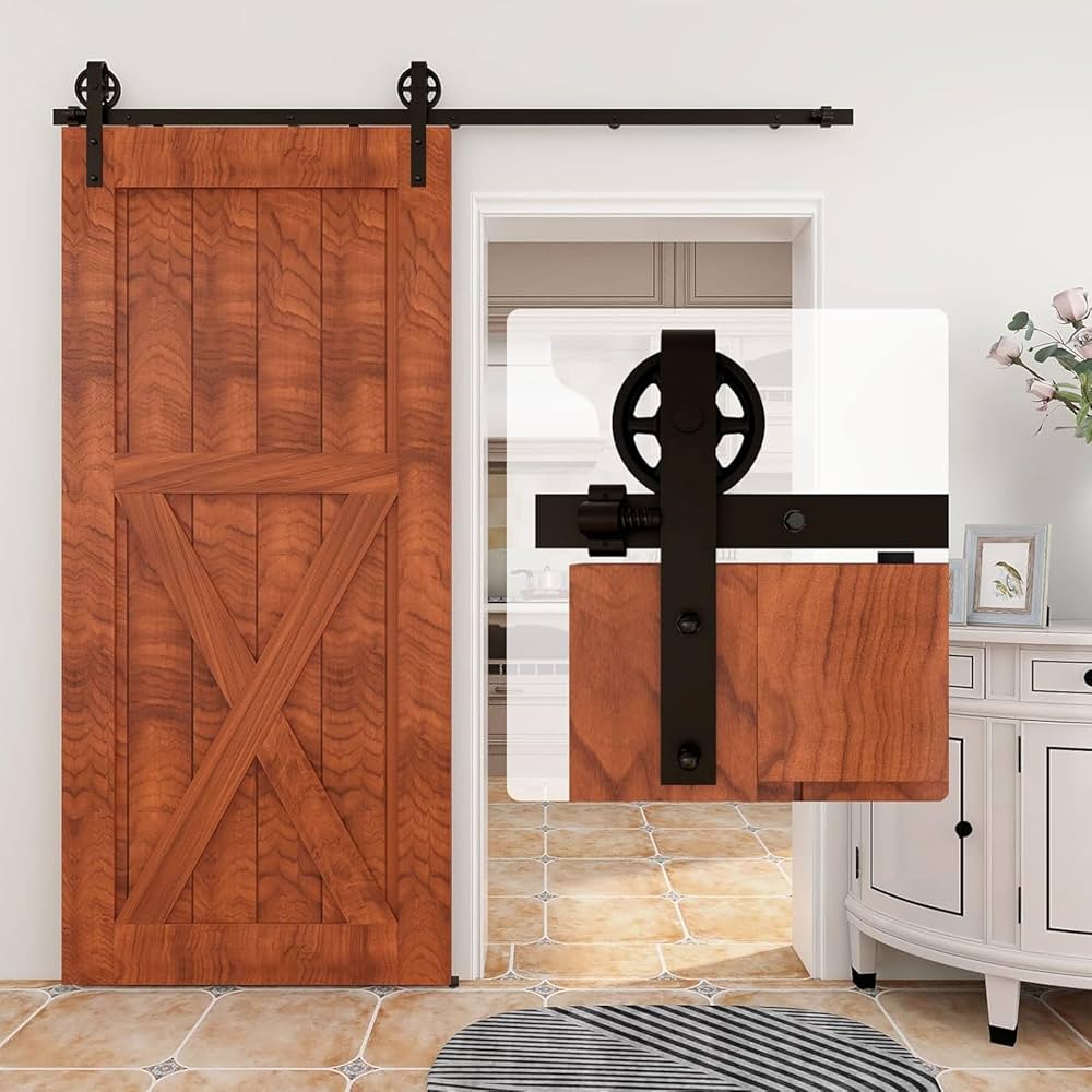 Binario Porta Scorrevole Doppia 214cm - Kit Per 2 Porte, Nero, Capacità 150kg - Foto 2