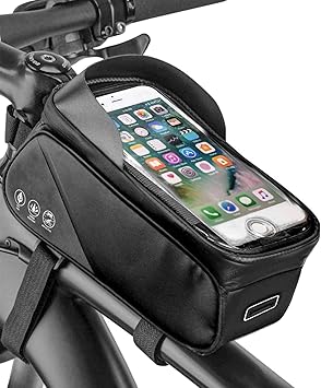 Amazon 自転車トップチューブバッグ 自転車バッグ 防水フレームバッグ 7インチスマホ対応 Tpu材質 大容量 遮光 自転車スマホホルダー 高感度タッチスクリーン 指紋認証 取り付け簡単 夜間安全 ロードバイク マウンテンバイク クロスバイク適用 サイクリング用品 Slta