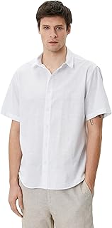 KOTON mens Short Sleeve Classic Neck Shirt