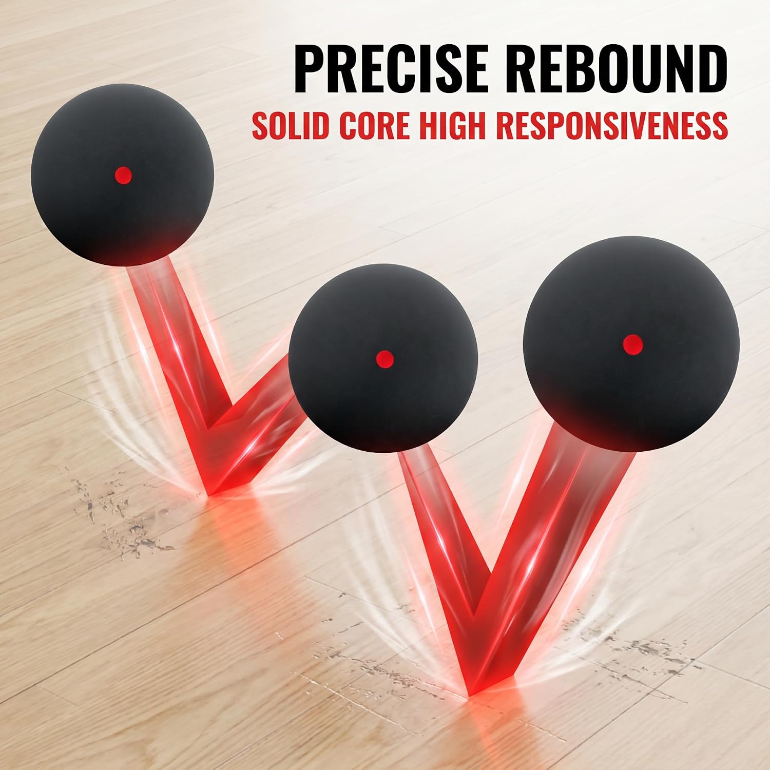 3 Pieces Black with Red Dot Squash Ball Custom Logo Professional high Elasticity Resistant to Play for Training and Practice