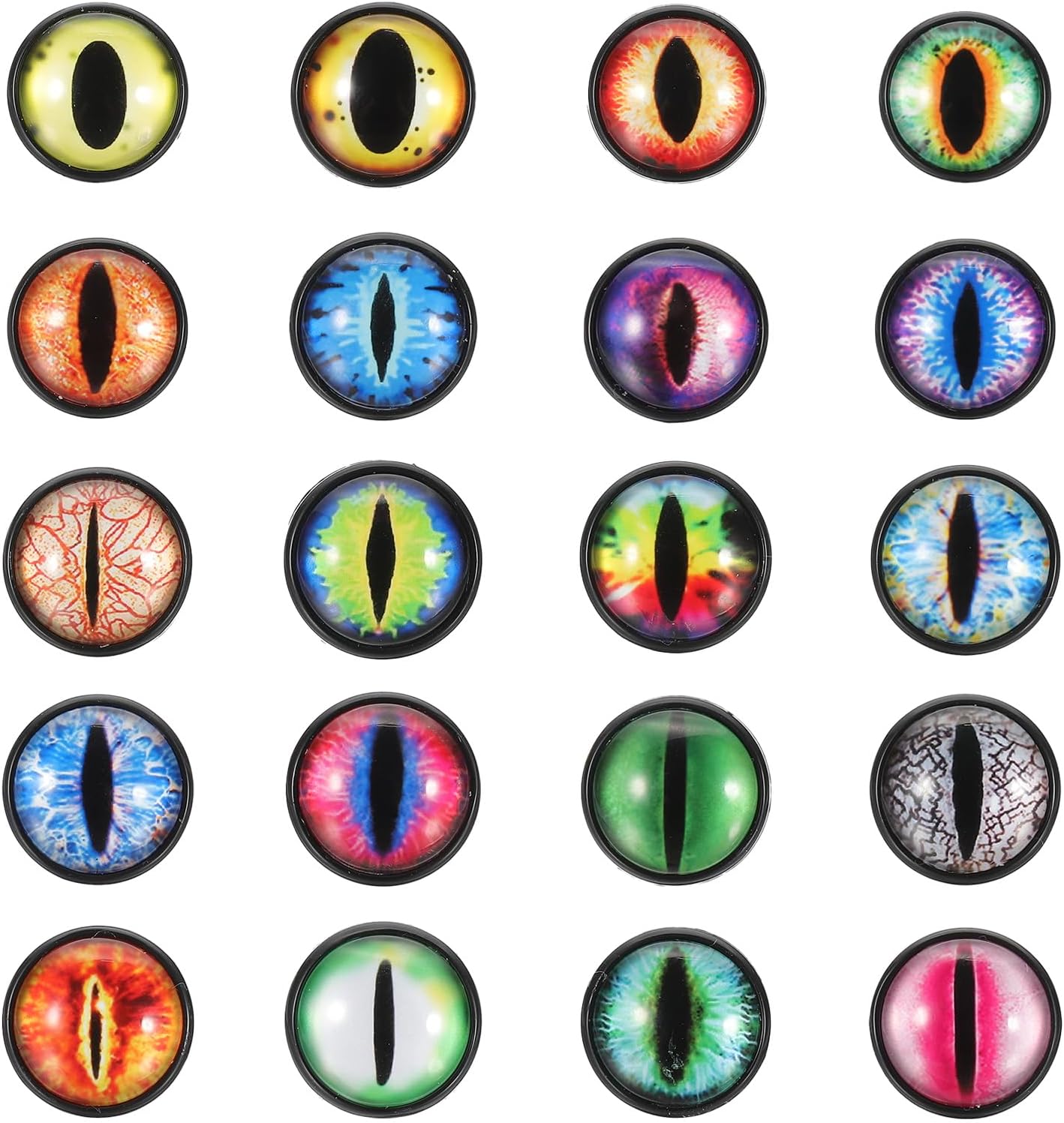 PATIKIL 34mm Dragon Eyes, 20 Pairs Round Glass Eyes for Crafts, Doll Making, Jewelry, Mix Colors