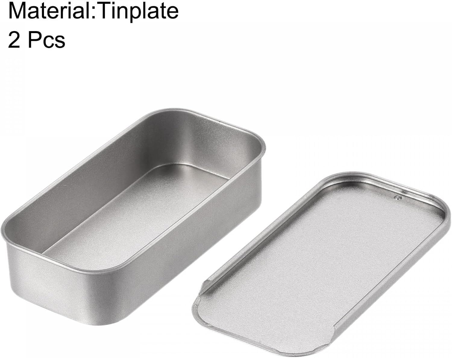 uxcell Metal Tin Box, 2pcs 3.54" x 1.77" x 0.79" Rectangular Empty Tinplate Storage Containers with Sliding Lids, Silver Tone image 3