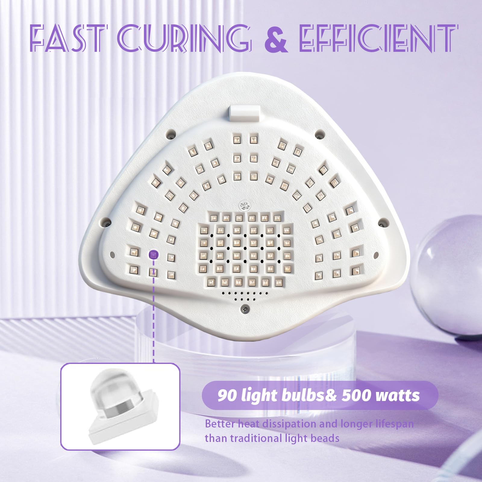 LÁMPARA UV/LED PARA UÑAS 500 W - Secador de uñas con 90 LED y sensor automático
