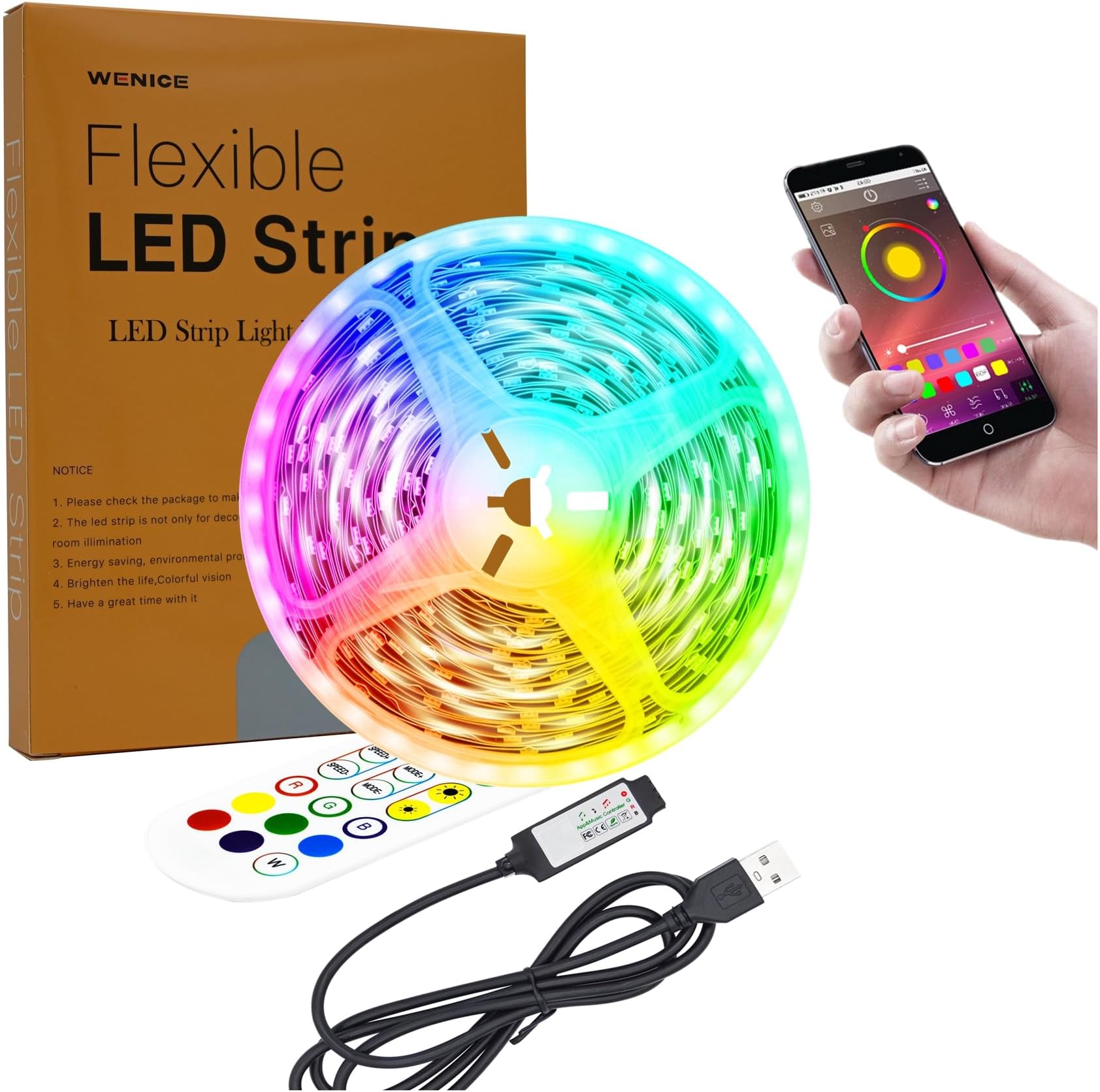 WENICE LED Light Strip 14.8ft for TV 5565inch, USB LED