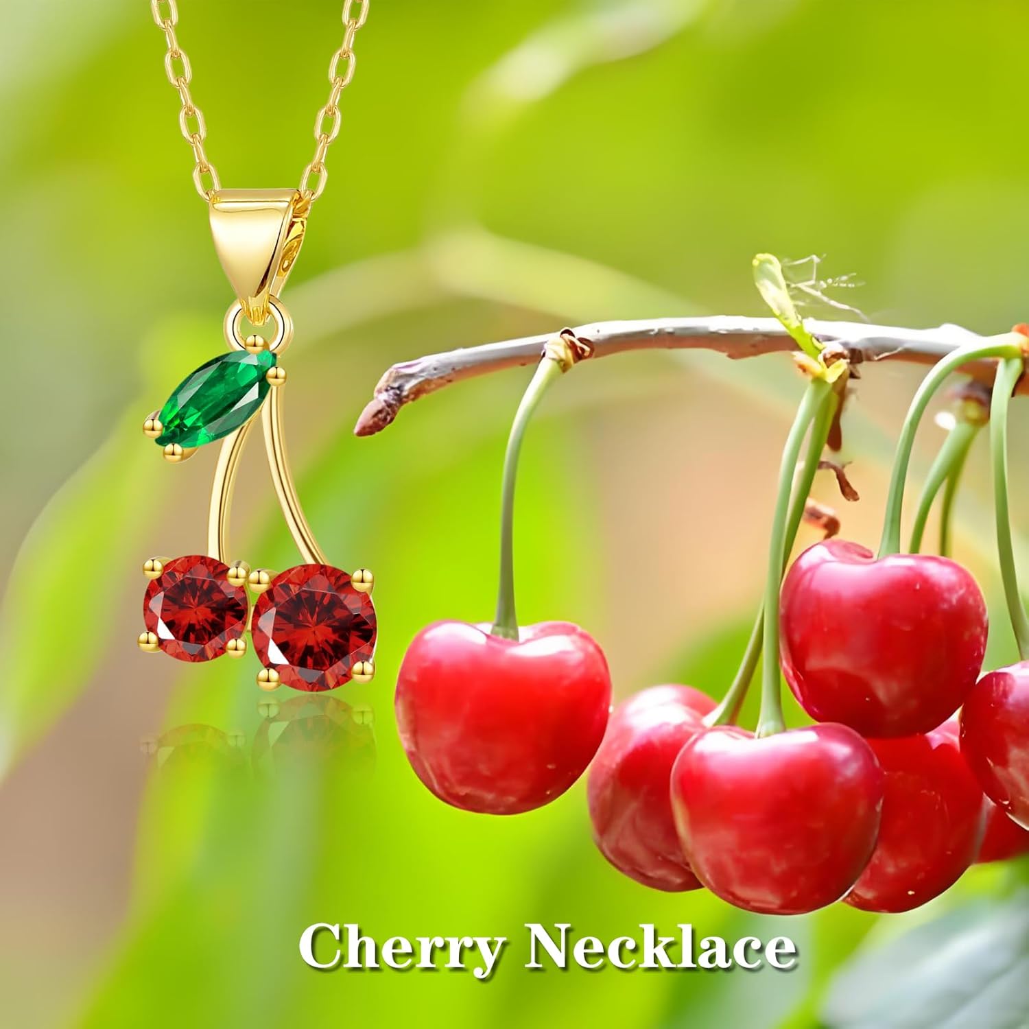 Tulip/Lily of the Valley/Sunflower/Strawberry/Cardinal/Ladybug/Cherry Necklace Jewelry Gifts for Women - Image 4