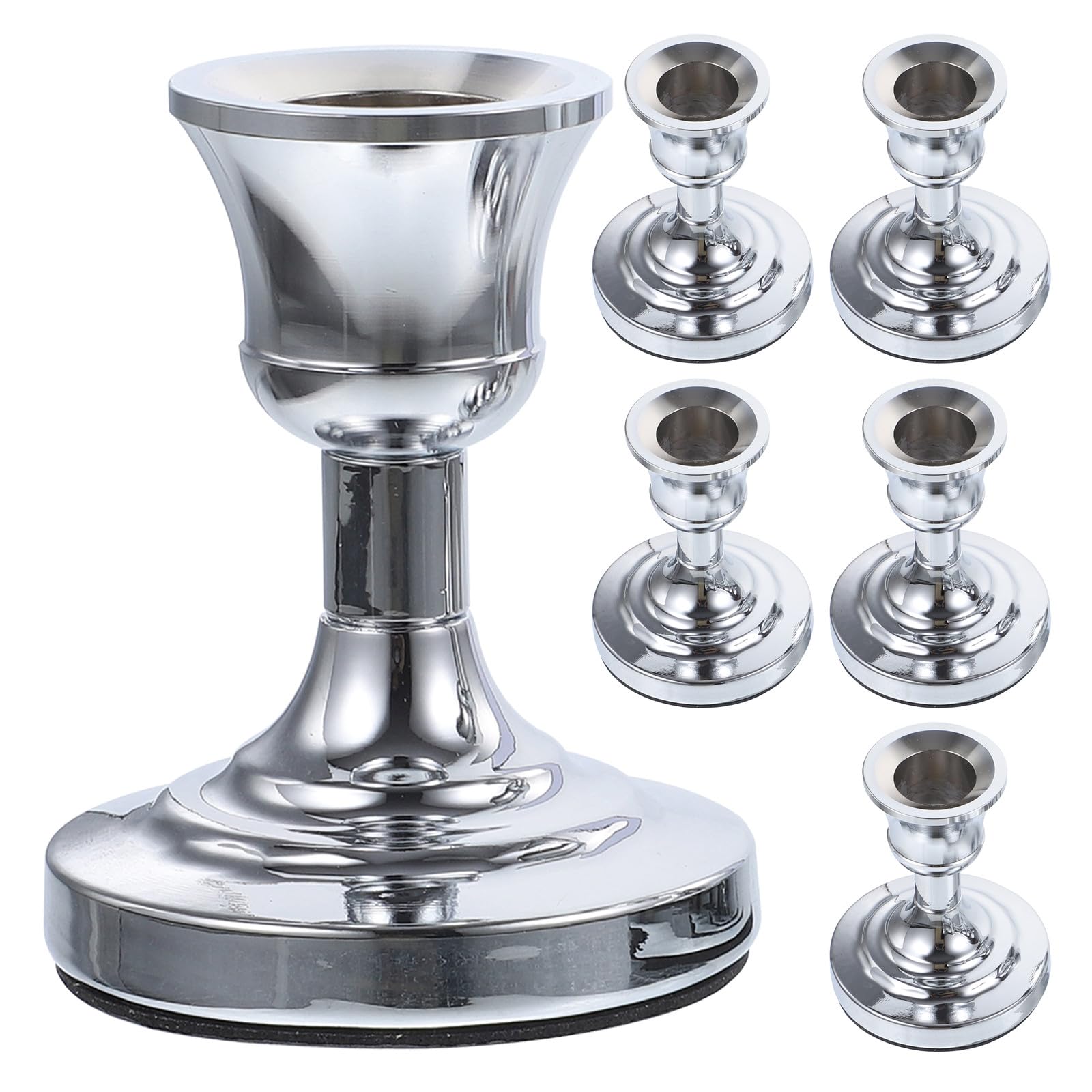 Bougeoir mariage argenté classique vintage Toyvian pour décoration de table de fête | Lot de 6