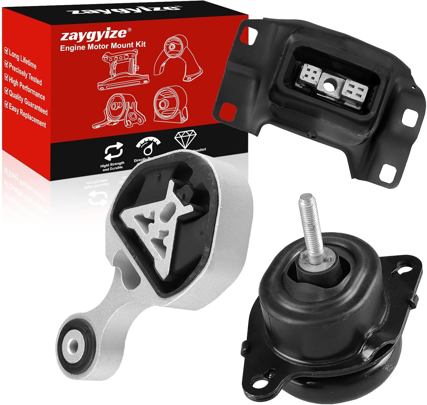 3Pcs Engine Motor and Transmission Mount Kit, Compatible with 2016-2019 Ford Explorer 2.3L FWD AUTO Engine,Replace OE A5634 A5917 A5612