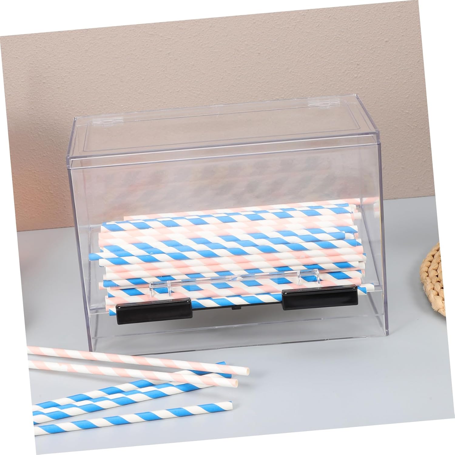SECFOU Straw Storage Box Dispenser Container for Restaurant Straw Dispenser for Counter