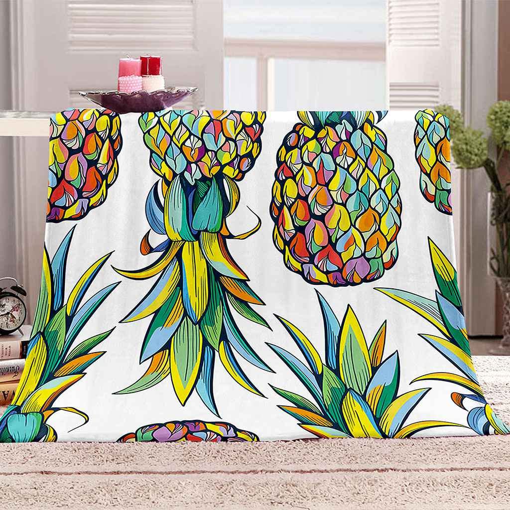 Couverture sofa ananas effet 3D en flanelle haut de gamme