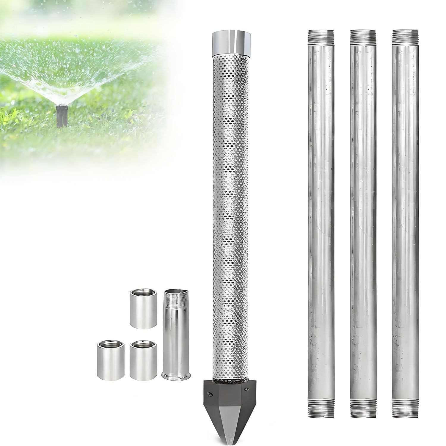 Kit perforazione 1-1/4" – punta pesante filtrante con maglie 60 inox 4MKit | Ingresso rinforzato e prolunghe. Ideale per stagni, prati e pozzi manuali.