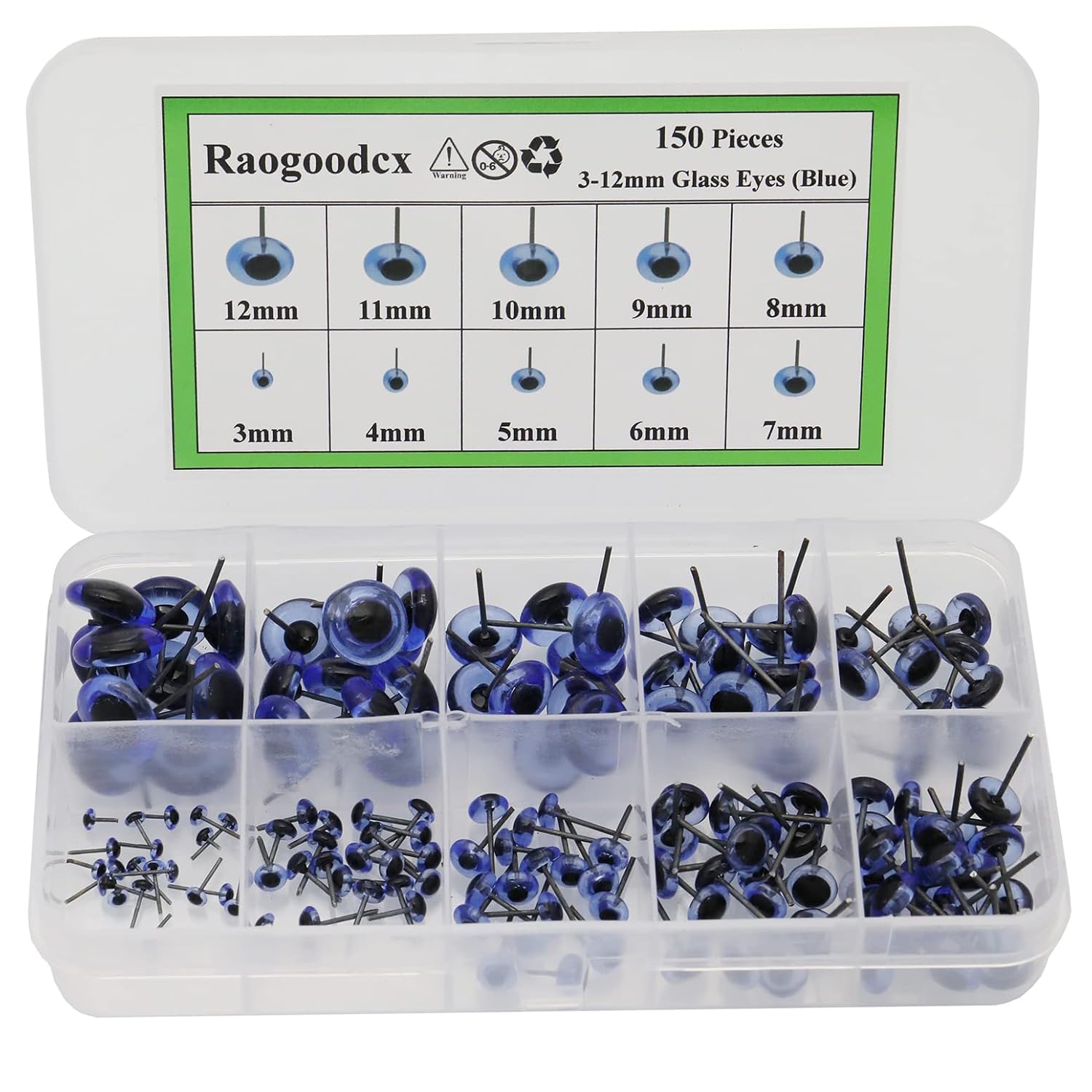 150Pcs Needle Felt Eyes Mini Glass Blue Eyes Kits for Toys Teddy Dolls Dolls Wool Felt Crafts
