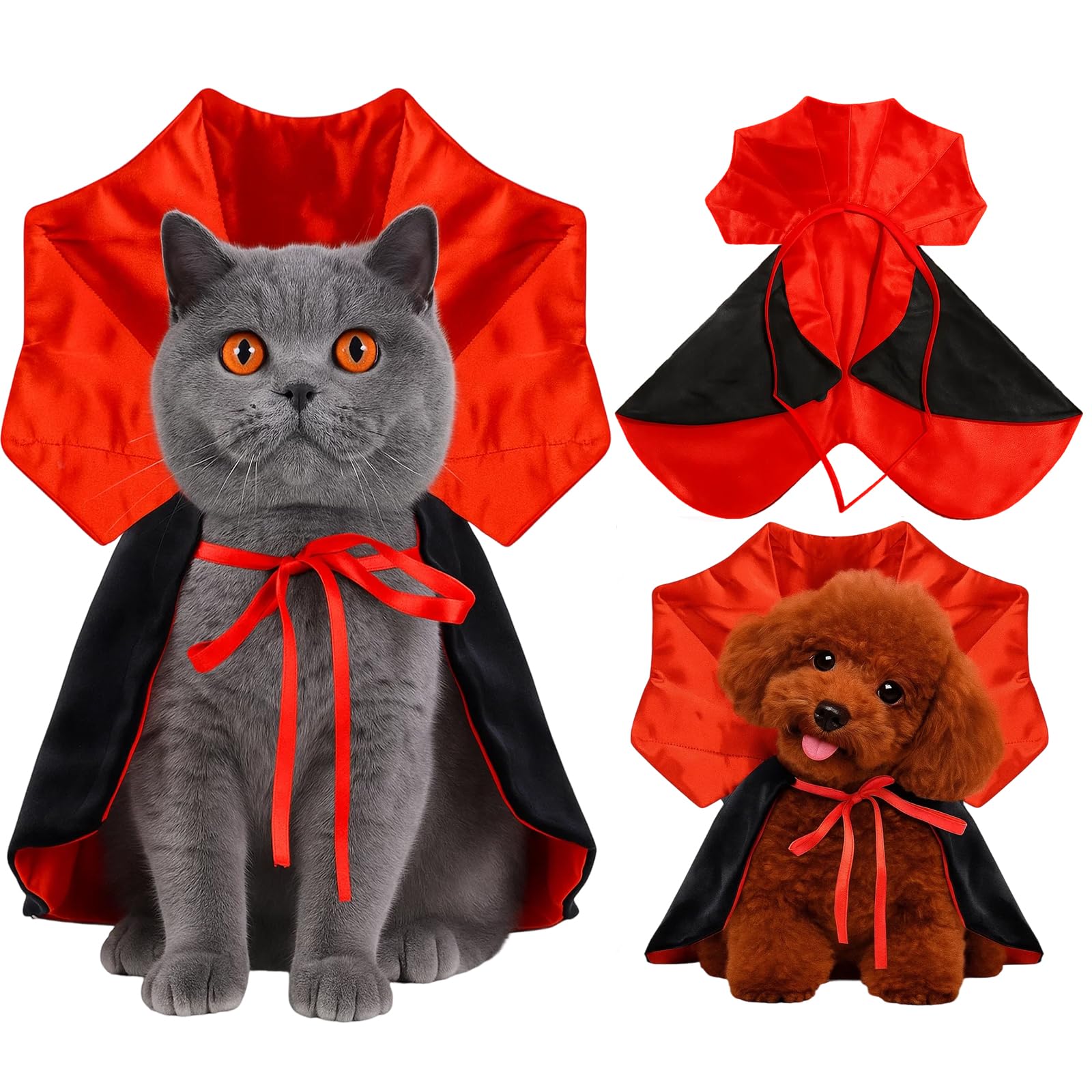 Cat Halloween Costume, Vampire Cape for Small to Medium Dogs and Cats Pet Outfit for Halloween Party Cosplay, and Themed Events, M Size