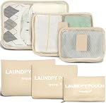 8 Set Cubes d'emballage pour les bagages de voyage Sacs à bagages Réutilisables Sacs organisateur de valises étanches Set avec sac de chaussures et sac de toilette (bleu sky)