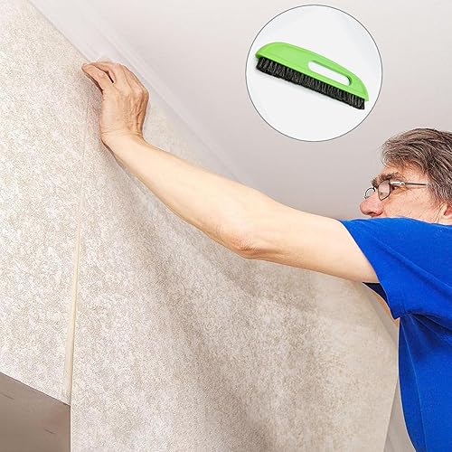 Miniatura 4 de Cepillo alisador de papel tapiz de pelo de caballo, herramientas de construcción de papel tapiz colgable, dos filas de cepillo de pasta de papel